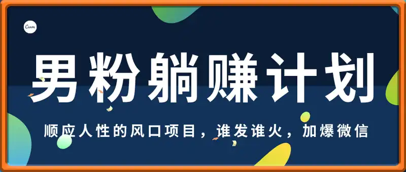 男粉计划无脑躺Z，顺应人性的风口项目，谁发谁火，加爆微信，日入多张【揭秘】
