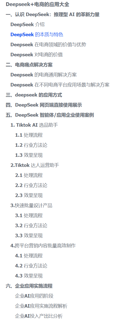 Deepseek+电商的应用大全