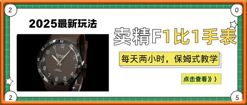 2025最新卖精F1比1手表，每天两小时，小白也能轻松月入过W，保姆式教学