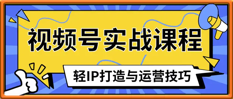 视频号实战课程，轻IP打造与运营技巧，掌握核心方法与策略