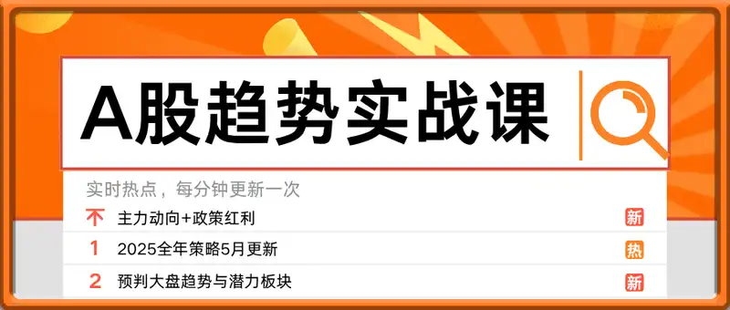 A股趋势实战课：主力动向+政策红利，2025全年策略5月更新