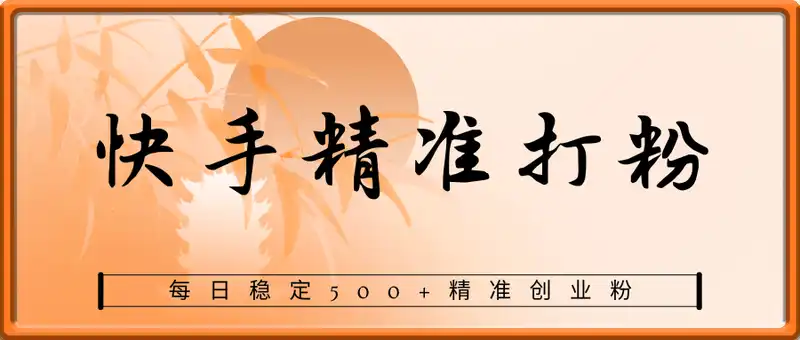 快手精准式打粉引流，每日稳定500+精准创业粉