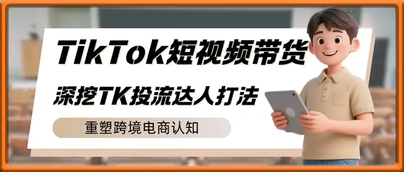 TikTok短视频带货线上课，深挖TK投流达人打法