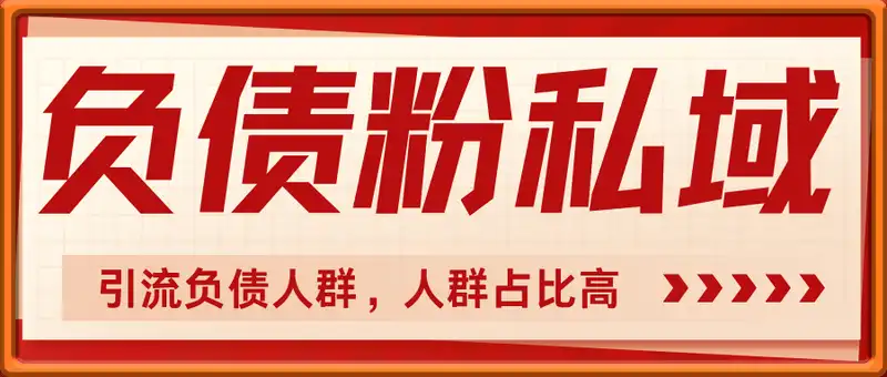 负债粉私域项目，引流负债人群，人群占比高，变现难度低，当天就能见到钱