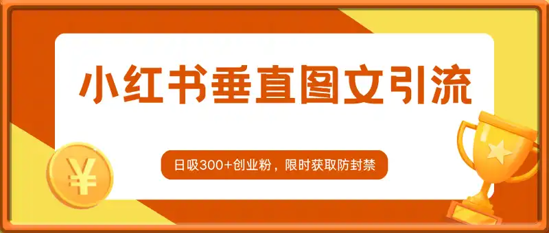 小红书垂直图文引流新课，日吸300+创业粉，日入8张+，限时获取防封禁