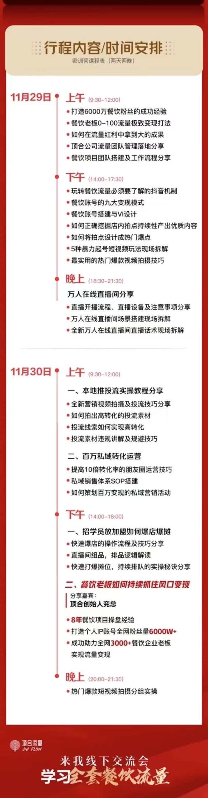顶合餐饮收学员流量变现线下课