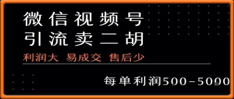 视频号卖二胡教程，利润大 易成交 售后少，一单利润5张+