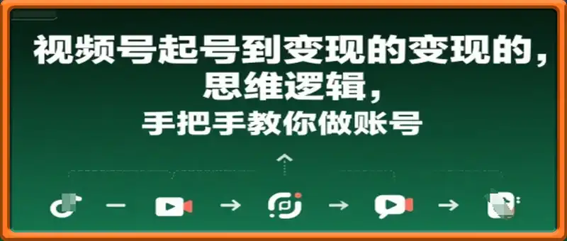 视频号起号到变现的思维逻辑，手把手教你做账号