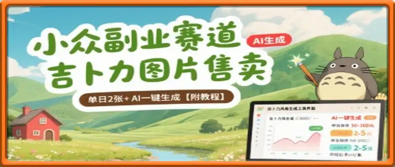 吉卜力图片售卖 单日2张+ AI一键生成【附教程】