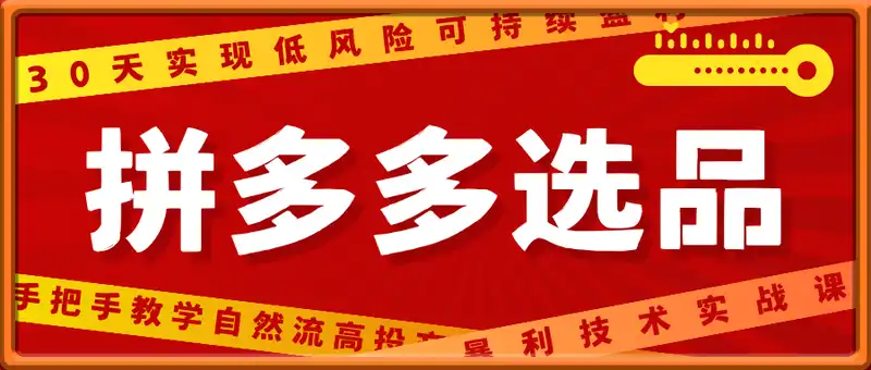 拼多多选品暴利技术实战课