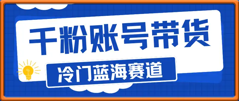 冷门蓝海赛道，千粉账号带货
