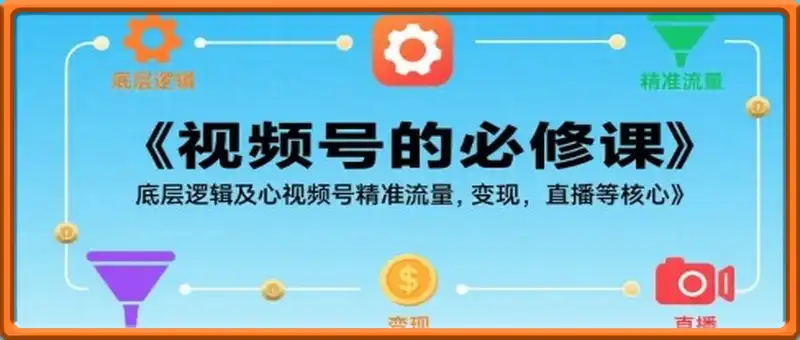 视频号的必修课，视频号的底层逻辑及核心视频号精准流量，变现，直播等核心