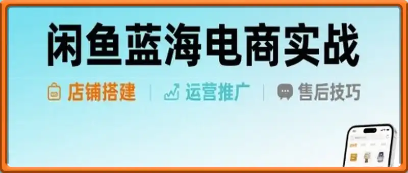闲鱼蓝海电商实战，店铺搭建运营售后全流程