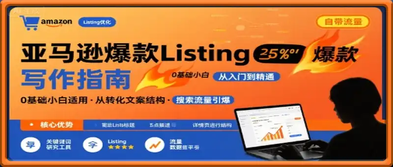 亚马逊爆款Listing写作方法，亚马逊0基础小白也能写爆款自带流量的Listing