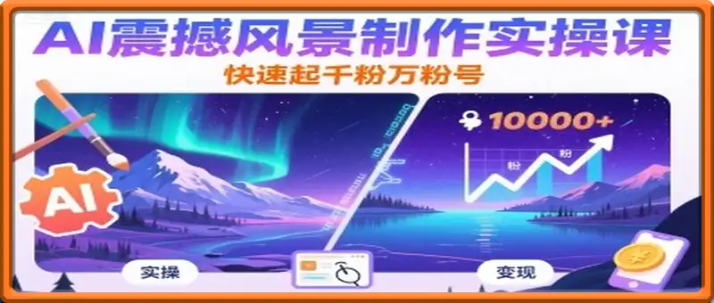 AI震撼风景制作实操课，快速起千粉万粉号