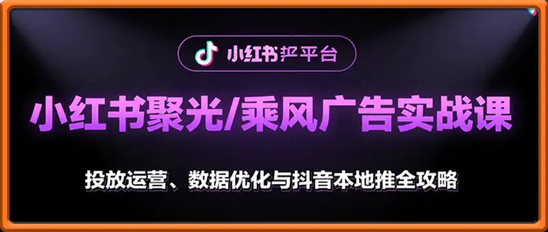 小红书聚光/乘风广告实战课：投放运营、数据优化与抖音本地推全攻略