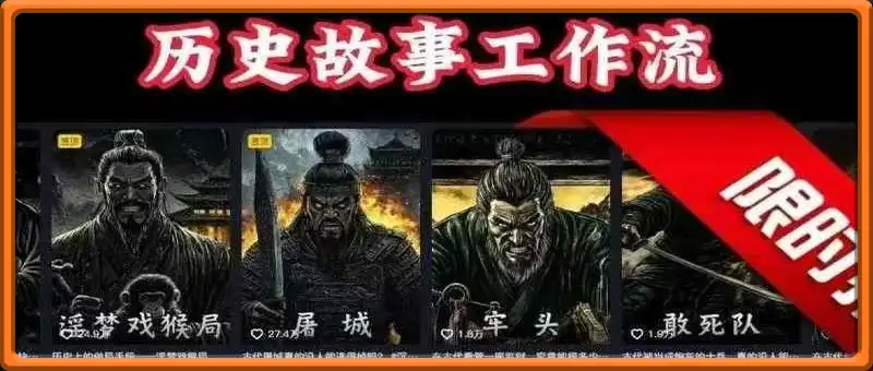 COZE扣子工作流一键生成历史人物一生的视频，复制粘贴运行即可，30s制作1个视频