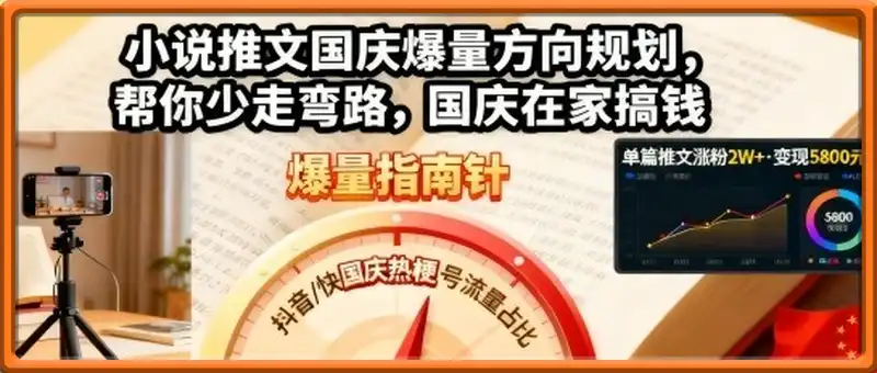 小说推文国庆爆量方向规划，帮你少走弯路，国庆在家搞钱