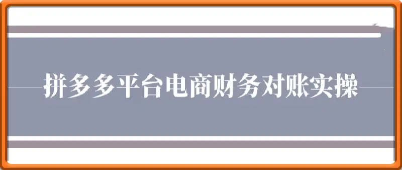 拼多多平台对账实操