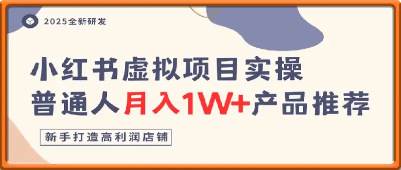 小红书虚拟项目实操指南，普通人月入1W+产品推荐，直接抄