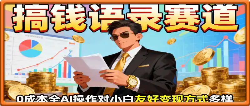 搞钱语录赛道，0成本，全AI操作，对小白友好，变现方式多样