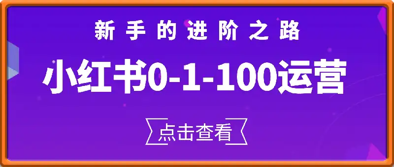 新手的小红书0-1-100进阶运营课