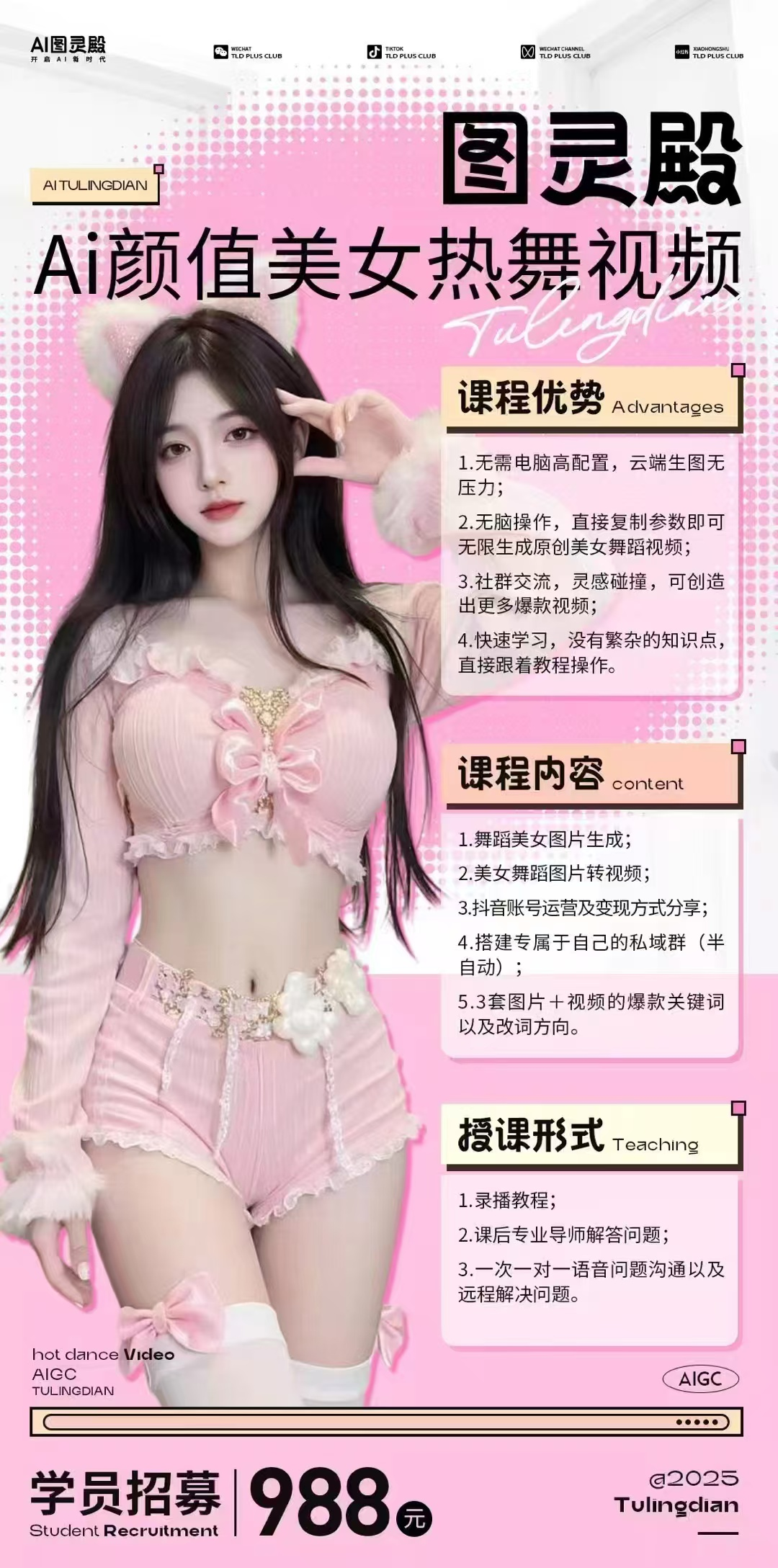【图灵殿】AI颜值美女热舞视频